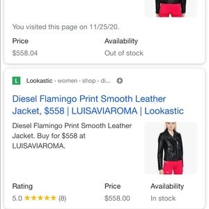 Diesel women’s flamingo leather jacket